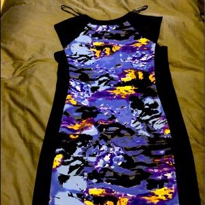 Blue accent black dress